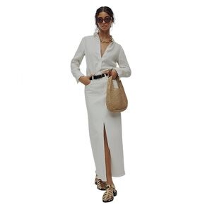 J.Crew White Maxi Jeans Skirt With A Front Slit